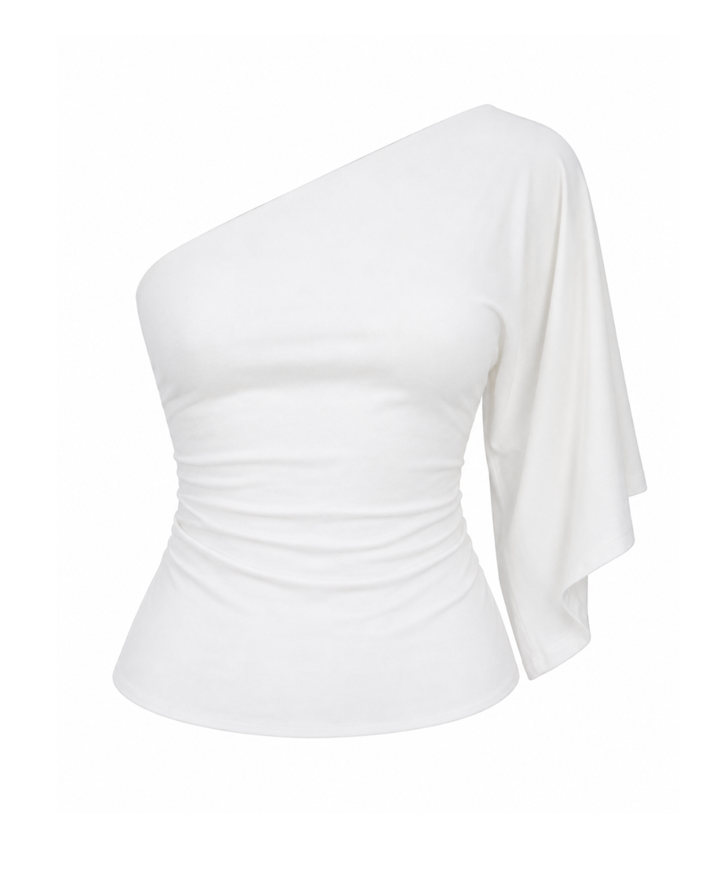 One Shoulder Asymmetric Batwing Top