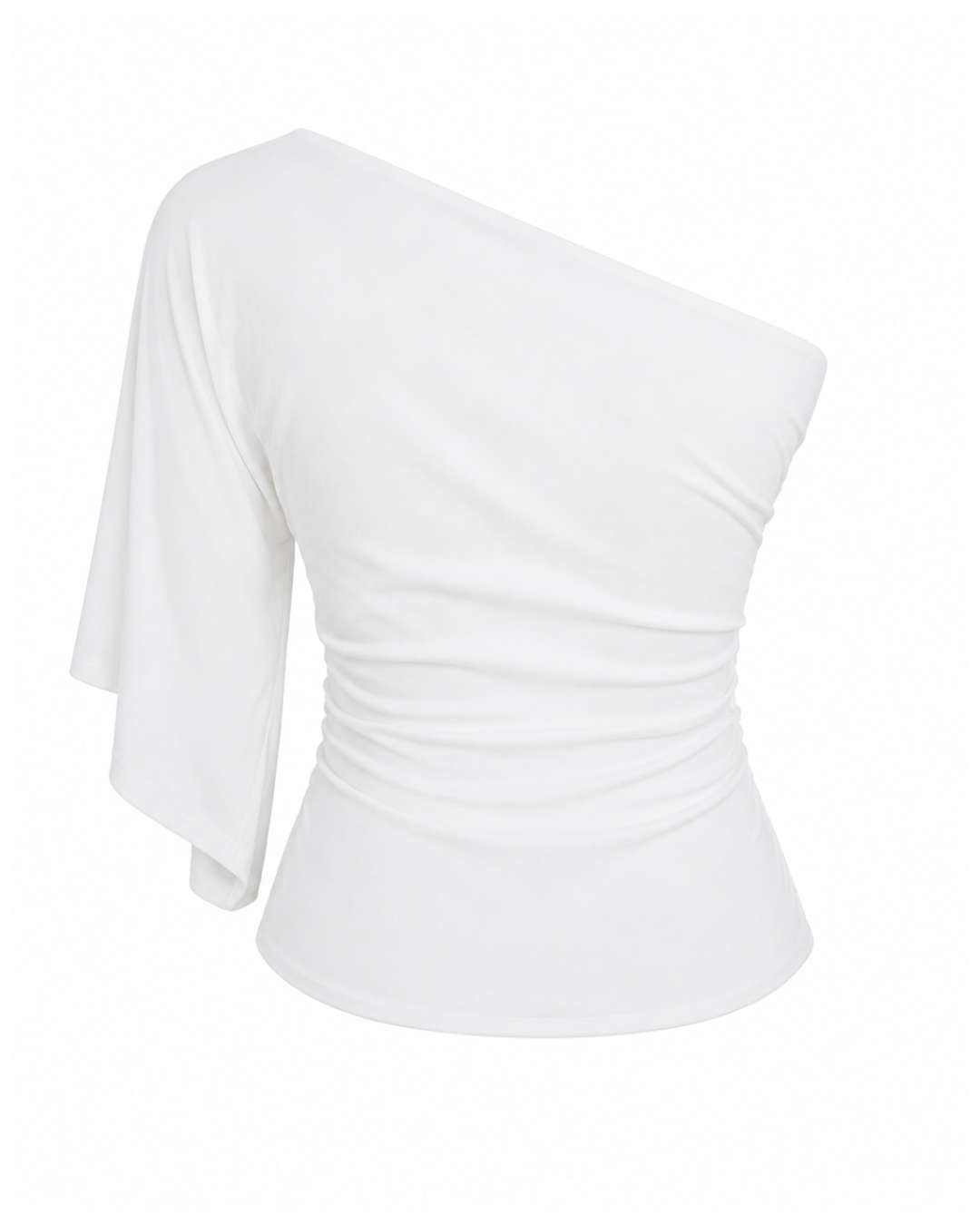 One Shoulder Asymmetric Batwing Top