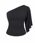 One Shoulder Asymmetric Batwing Top