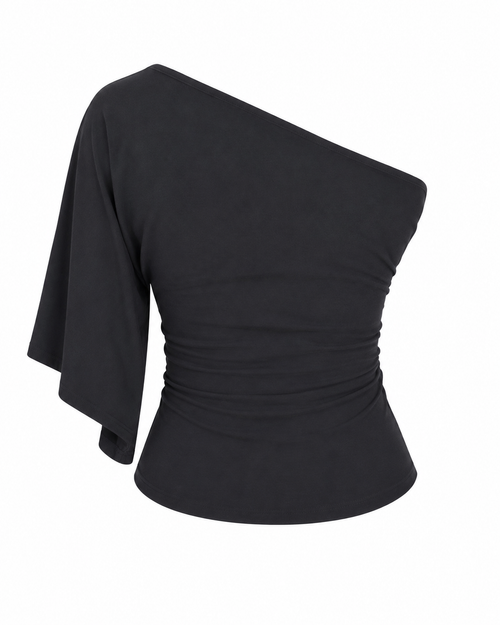 One Shoulder Asymmetric Batwing Top